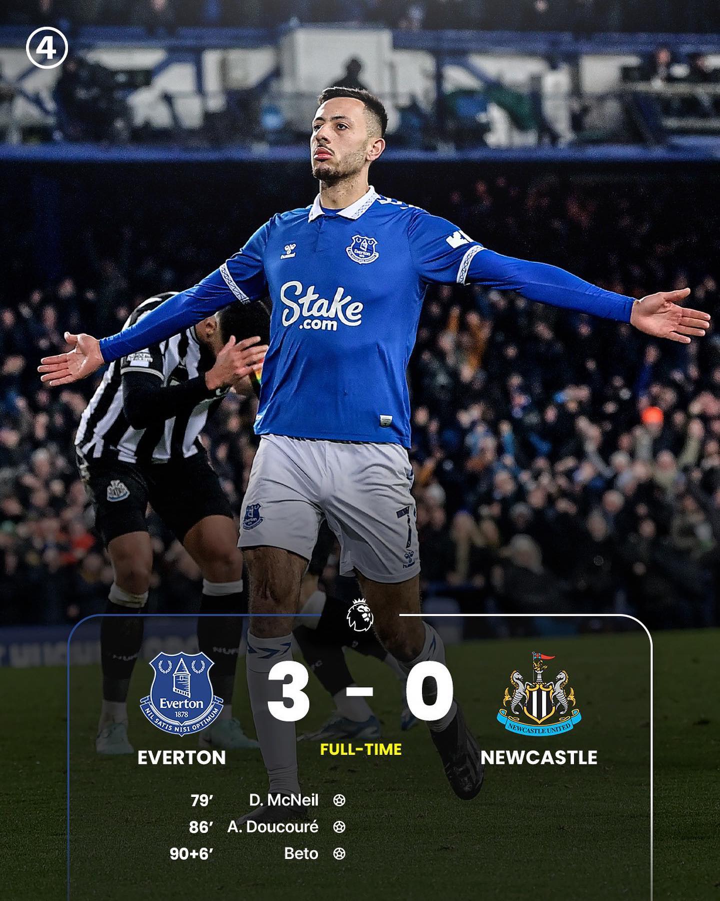 Everton Berhasil Menang 3- 0 Atas Newcastle