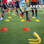 Soccer,Ball,Tactics,On,Grass,Field,With,Cone,For,Training