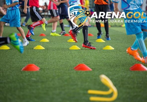 Soccer,Ball,Tactics,On,Grass,Field,With,Cone,For,Training